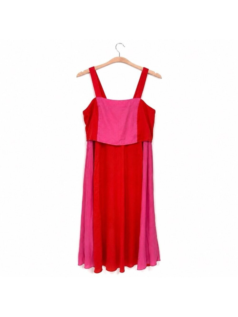 Petal + Pup Two Piece Set M Red Pink Colorblock Crop Top Maxi Skirt AS-IS Flaw